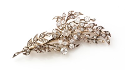 Lot 513 - A Victorian diamond floral spray brooch