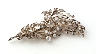 Lot 513 - A Victorian diamond floral spray brooch