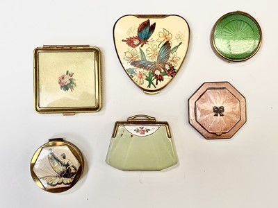 Lot 39 - 1920s and later guilloche enamelled and celluloid compacts