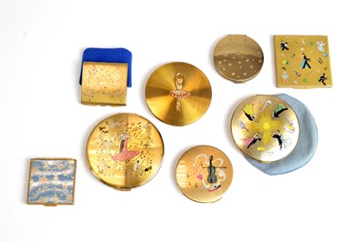 Lot 80 - 1940s transfer-printed powder compacts on the theme of dance and music