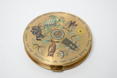 Lot 83 - A late 1940s Liberty of London "Liberty Clock" transfer printed compact "No minute gone comes back"