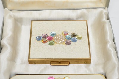 Lot 125 - 1950s American gem-set compacts, including a boxed set of Wiesner "Trickettes"