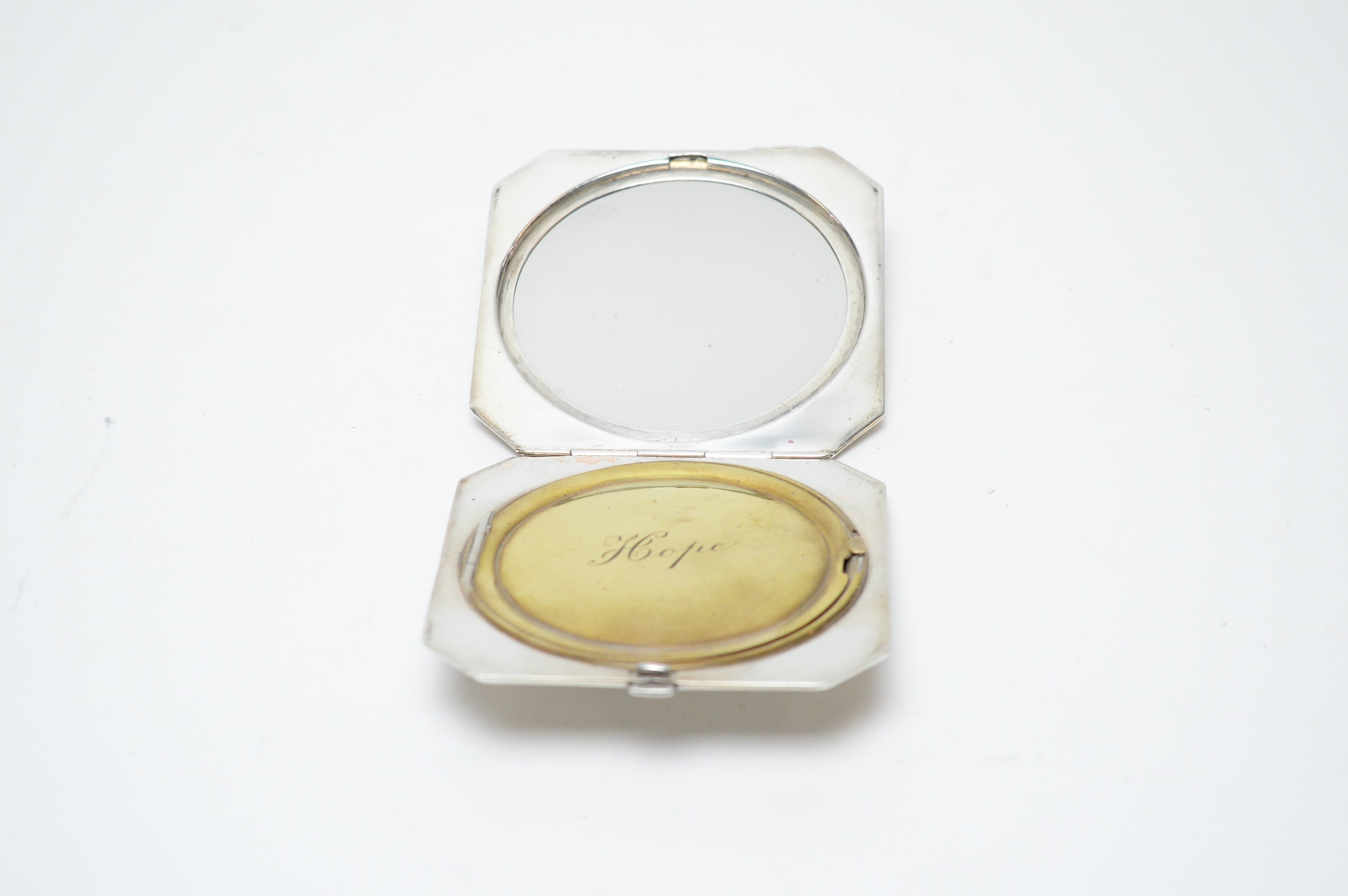 Lot 44 - A George V Art Deco silver powder compact