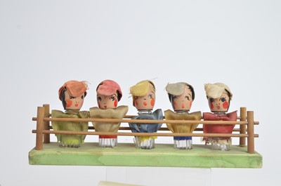 Lot 161 - 1930s Karoff novelty "brevities" styled as Quintuplets and Jockettes