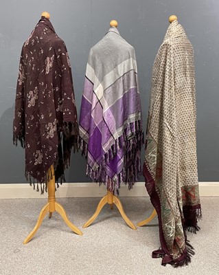 Lot 204 - Victorian printed and woven shawls, including a "Mauve Mania" started by chemist William Perkin