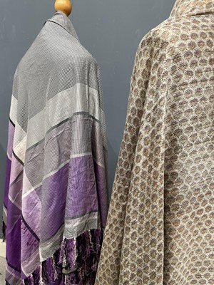 Lot 204 - Victorian printed and woven shawls, including a "Mauve Mania" started by chemist William Perkin