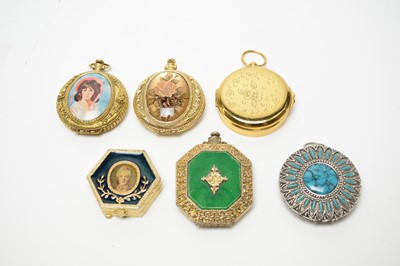 Lot 127 - 1950s pressed powder compacts in the style of pocket watches