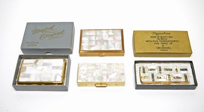 Lot 133 - 1950s mother-of-pearl musical compacts and vanity cases