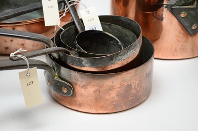 Lot 263 - A selection of Victorian and later copper pans.