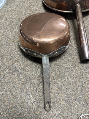 Lot 263 - A selection of Victorian and later copper pans.