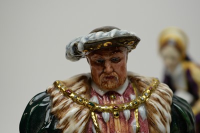 Lot 276 - Royal Doulton figures of Henry VIII and his wives; and a Collectors' Showcase magazine.
