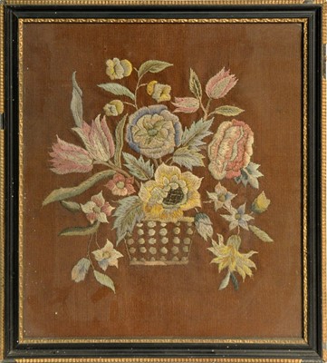 Lot 252 - A 19th Century needlework picture depicting a basket of blooms