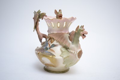 Lot 305 - An Austrian Vienna dragon tea pot and a double gourd vase