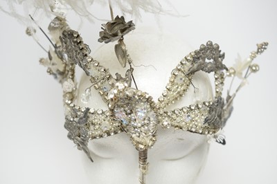 Lot 229 - Kathryn Russell iridescent Venetian fantasy masquerade ball mask, and feather fascinator
