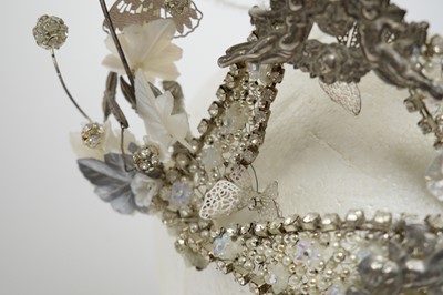 Lot 229 - Kathryn Russell iridescent Venetian fantasy masquerade ball mask, and feather fascinator