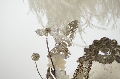 Lot 229 - Kathryn Russell iridescent Venetian fantasy masquerade ball mask, and feather fascinator