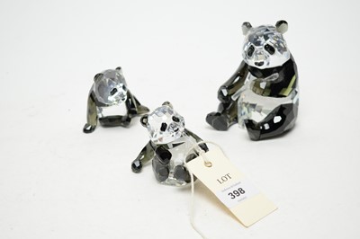 Lot 398 - A set of three Swarovski Crystal panda figures