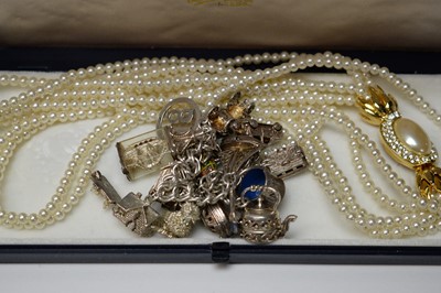 Lot 241 - A selection of silver and costume jewellery.