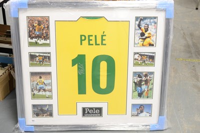 Lot 504 - A framed Pelé Brazil football shirt.