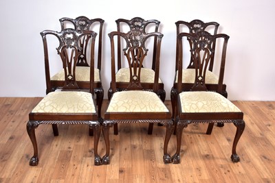 Lot 22 - A set of six 20th Century mahogany dining chairs in the manner of Chippendale
