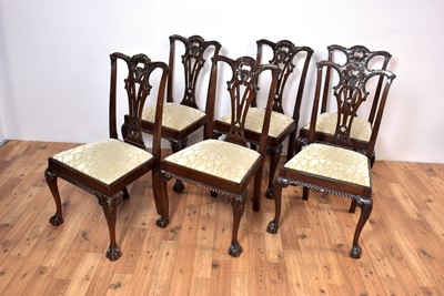 Lot 22 - A set of six 20th Century mahogany dining chairs in the manner of Chippendale