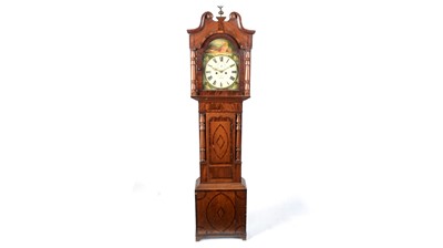 Lot 1254 - James Priest of Newark: 19th Century oak & mahogany banded longcase clock