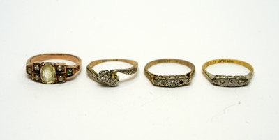 Lot 167 - Three diamond rings, and a white and yellow sapphire ring