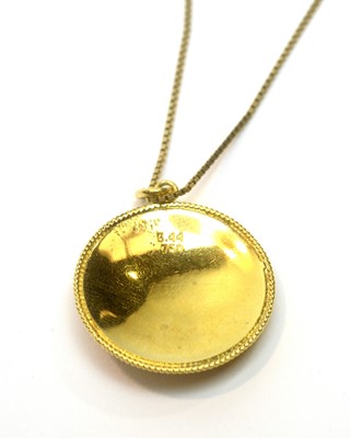 Lot 216 - An enamel and gilt metal pendant, on gold chain