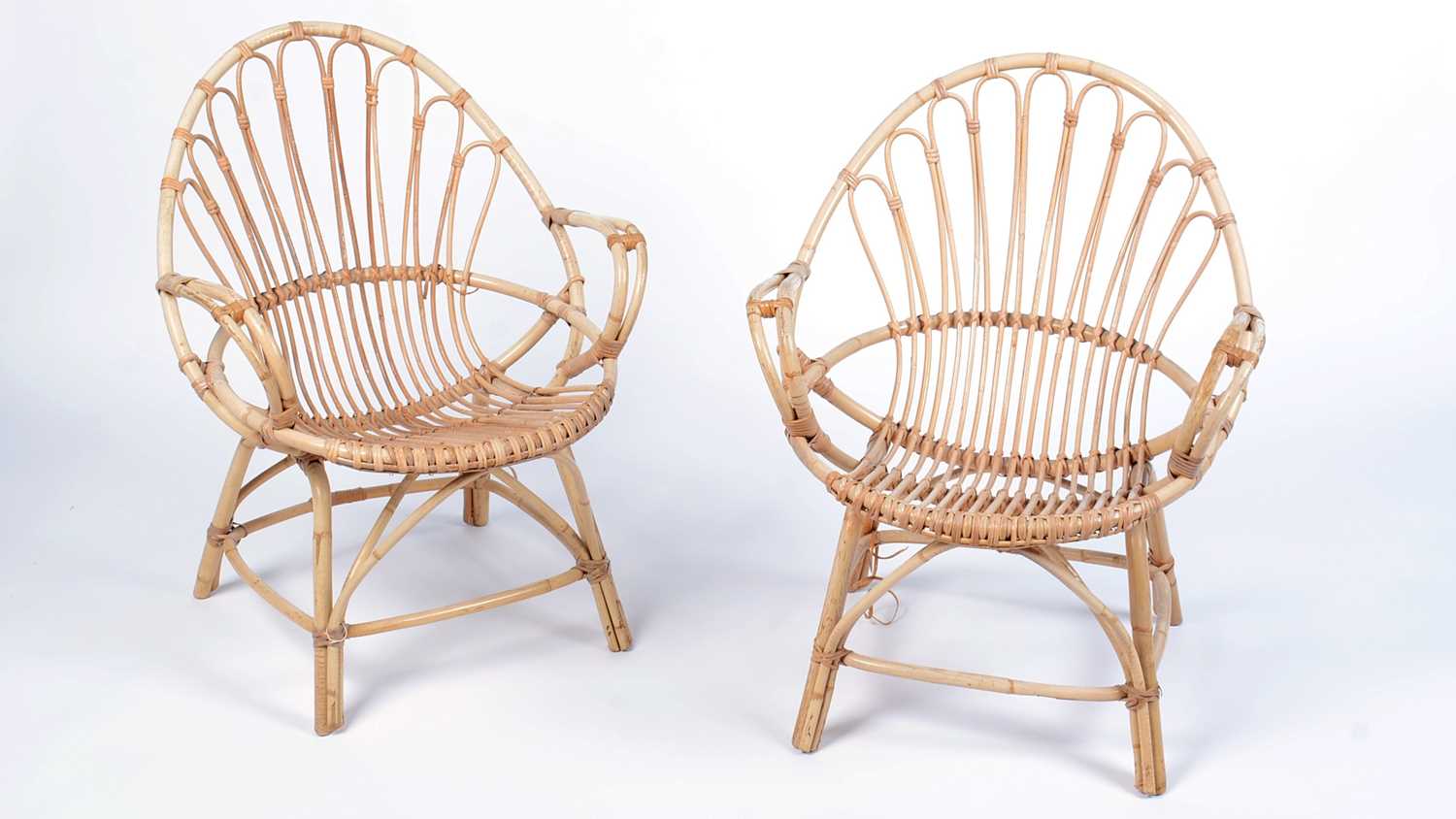 Lot 18 - Two retro vintage 20th Century canework and bamboo chairs