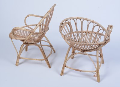 Lot 18 - Two retro vintage 20th Century canework and bamboo chairs