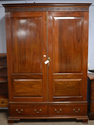 Lot 68 - Early 20th Century mahogany wardrobe.
