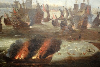 Lot 1110 - Abraham de Verwer - Battle in the Downs 1639 | oil