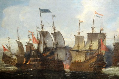 Lot 1110 - Abraham de Verwer - Battle in the Downs 1639 | oil