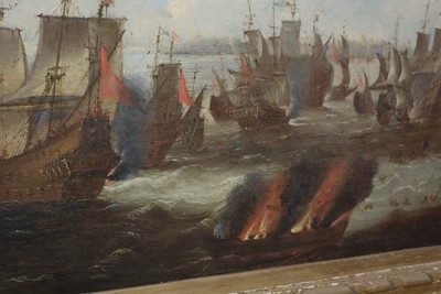 Lot 1110 - Abraham de Verwer - Battle in the Downs 1639 | oil