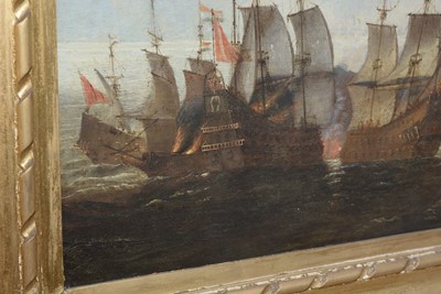 Lot 1110 - Abraham de Verwer - Battle in the Downs 1639 | oil