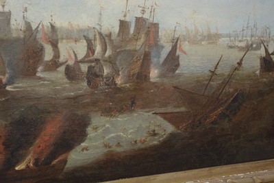 Lot 1110 - Abraham de Verwer - Battle in the Downs 1639 | oil