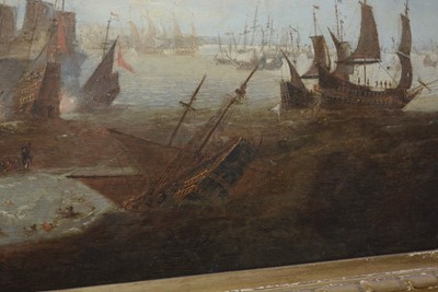 Lot 1110 - Abraham de Verwer - Battle in the Downs 1639 | oil