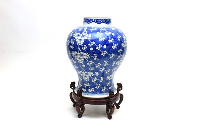 Lot 744 - Chinese Qianlong baluster jar, wood stand