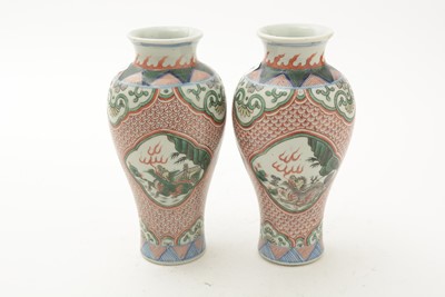 Lot 757 - Pair of Chinese Wucai vases