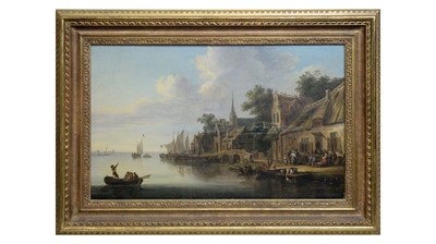 Lot 1043 - Manner of Jan van Goyen - Figures Gathered by a Port | oil