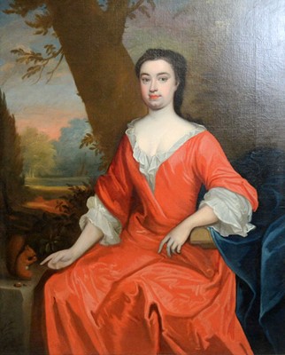 Lot 1073 - Manner of Michael Dahl - Portrait of a Lady Gesturing Towards a Red Squirrel | oil