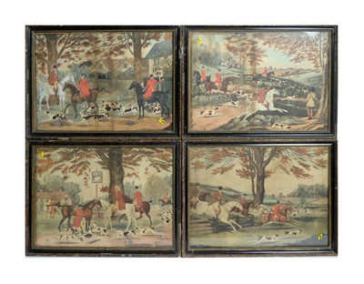 Lot 1023 - 19th Century British School - Four hunting scenes | hand coloured mezzotints