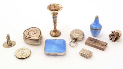 Lot 305 - A George V silver travelling timepiece; and other silver items