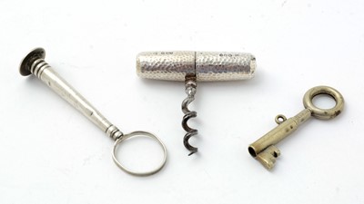 Lot 311 - A late Victorian silver mounted pocket corkscrew; and other items