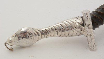 Lot 346 - A late Victorian novelty silver mounted buckhorn cigar lighter