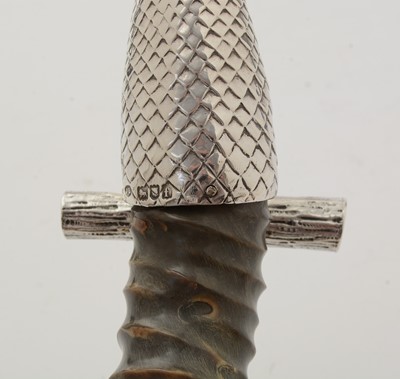Lot 346 - A late Victorian novelty silver mounted buckhorn cigar lighter