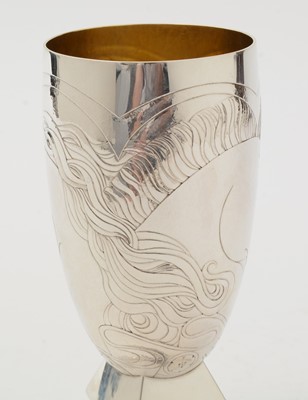 Lot 12 - A contemporary handmade silver goblet