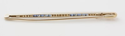 Lot 538 - A Victorian sapphire and diamond bar brooch.