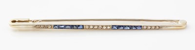 Lot 538 - A Victorian sapphire and diamond bar brooch.
