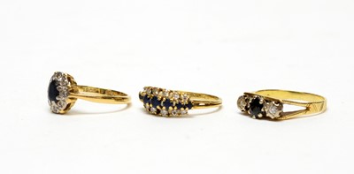 Lot 203 - Three sapphire and diamond rings